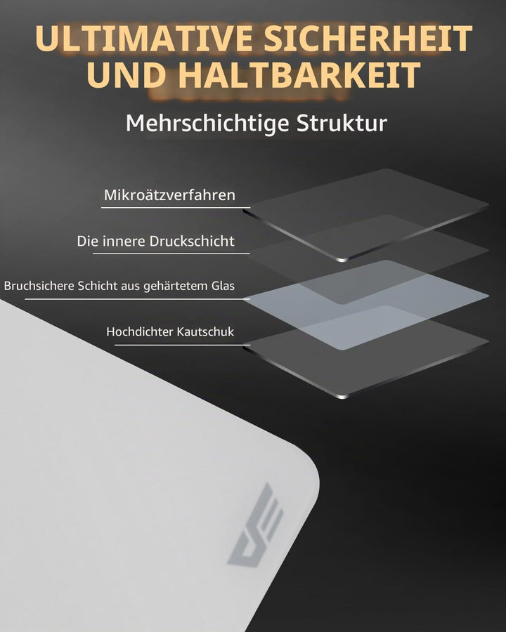 darkFlash Glas-Mauspad 11,8×10,2 Zoll, Ultra-Glatte, gehärtete Oberfläche, präzise Abtastung, rutsch