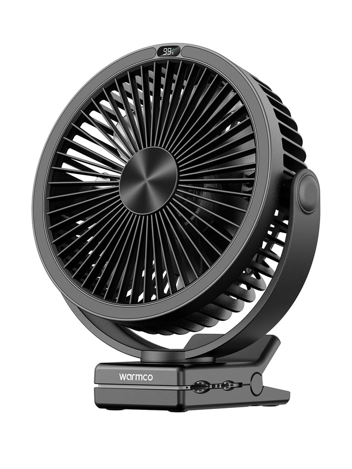 Warmco Tragbarer Tischventilator mit 10000 mAh, 720° Drehung & 3-in-1-Montage – 4 Geschwindigkeitsst