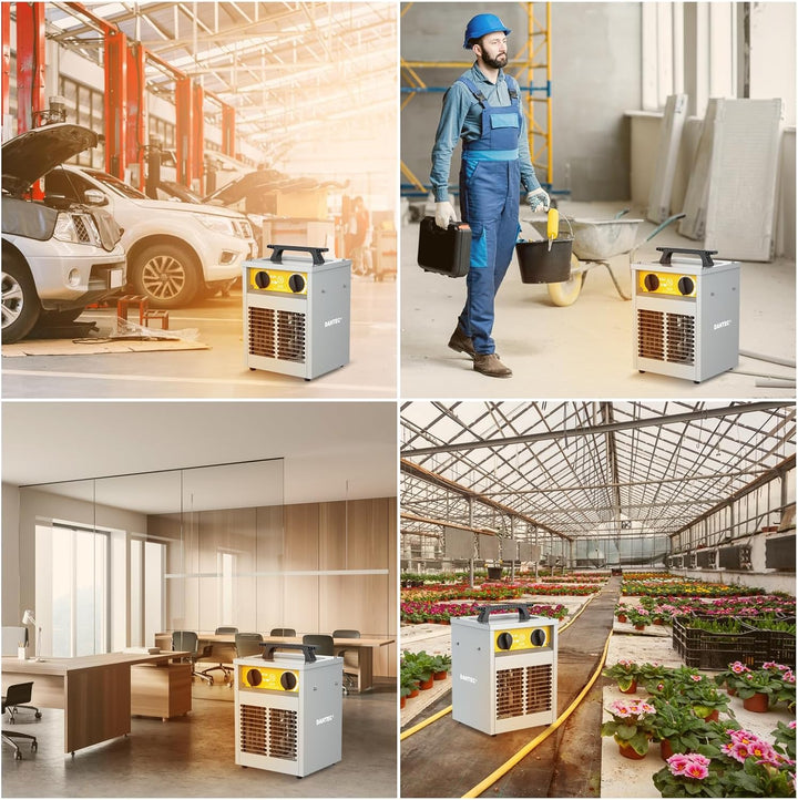 DAHTEC Elektroheizer Heizlüfter Bauheizer 2000 Watt Elektro Heizstrahler Bautrockner mit Thermostat