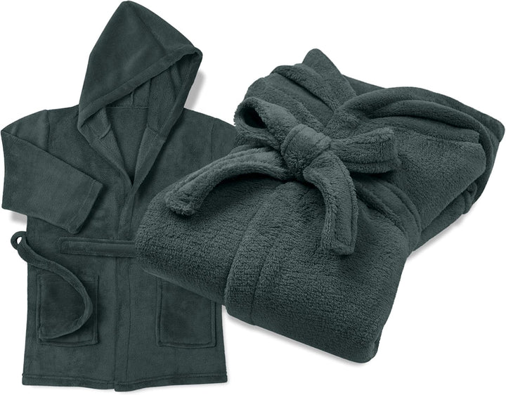 Kinder Bademantel - Kuschelfleece für Jungen u Mädchen 1522.2202 9-11 Jahre Anthrazit, 9-11 Jahre An