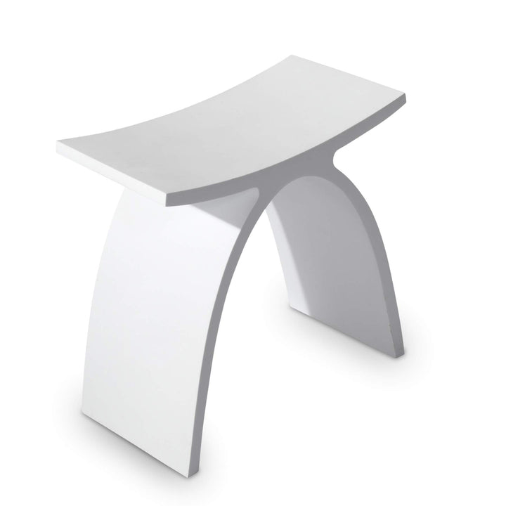 Badhocker Duschhocker Manhattan in Weiss Matt, Stilvoller Duschsitz aus hochwertigem Mineralguss, ro