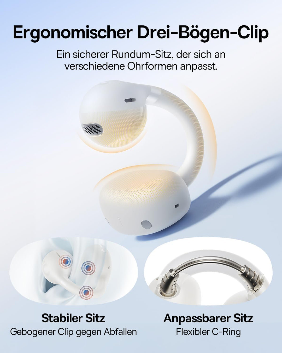 Baseus BC1 Open Ear Kopfhörer, Ohrclip mit Beeindruckender Klang, Adaptiver Bassverstärkung, Bluetoo