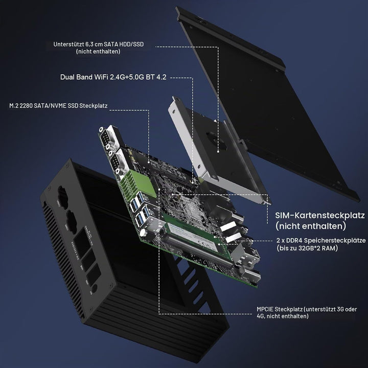 HISTTON Lüfterloser Mini PC Windows 11 Pro, Industrie PC Core i7-10810U, DDR4 32GB RAM 512GB M2. SSD