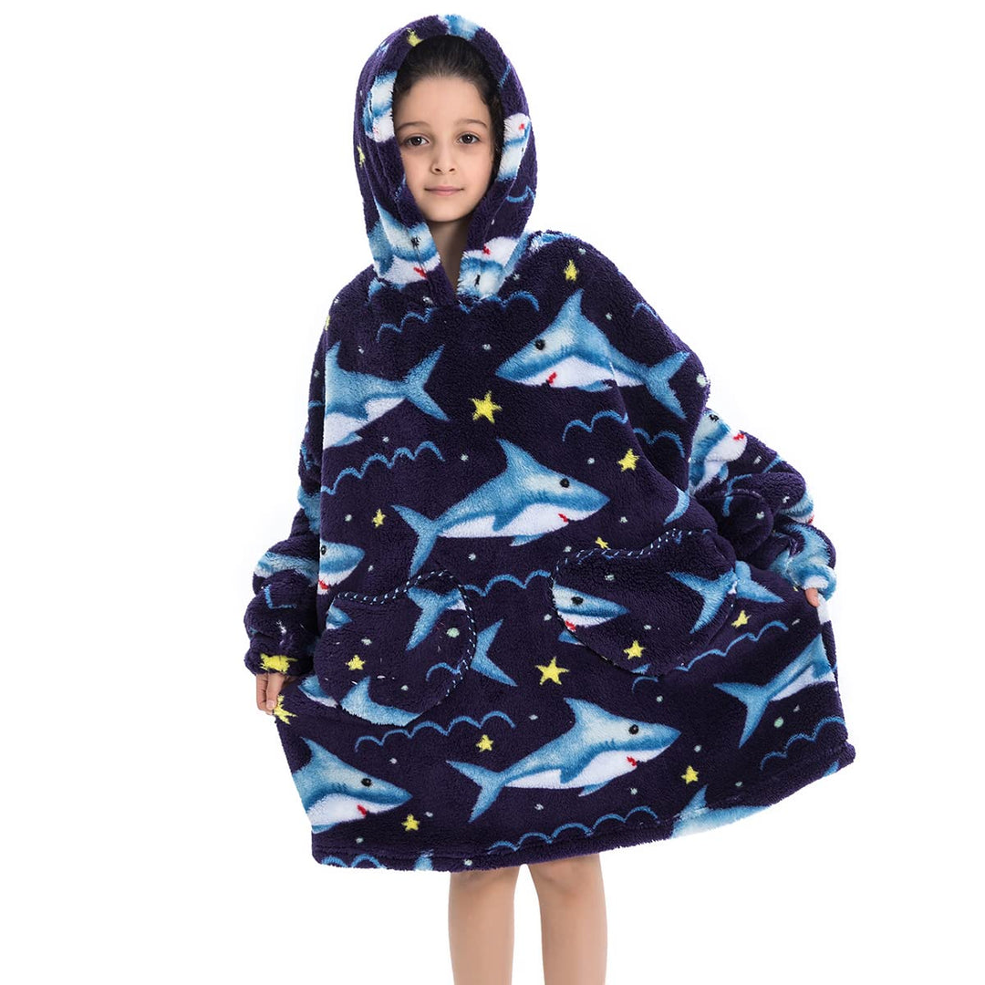 Ruiuzioong Kinder Übergrosse Kapuzenpullover,Super Weich Warmes Bequeme Tragbare Decken Sweatshirt f