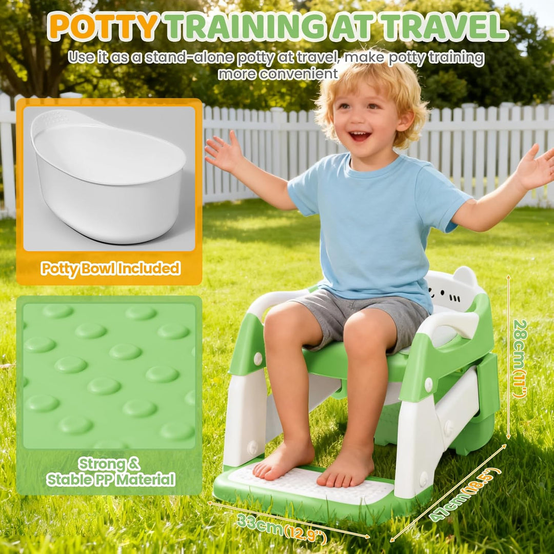 Orzbow Toilettensitz Kinder mit Treppe, 2-in-1 Kinder Toilettensitz, Töpfchen für Kinder, Höhenverst