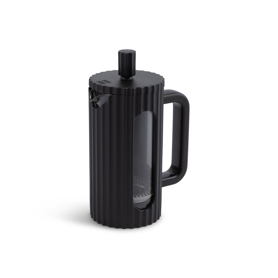 French Press aus Glas – Edelstahlfilter & hitzebeständiges Borosilikatglas – 350 ml – Schwarz Schwar