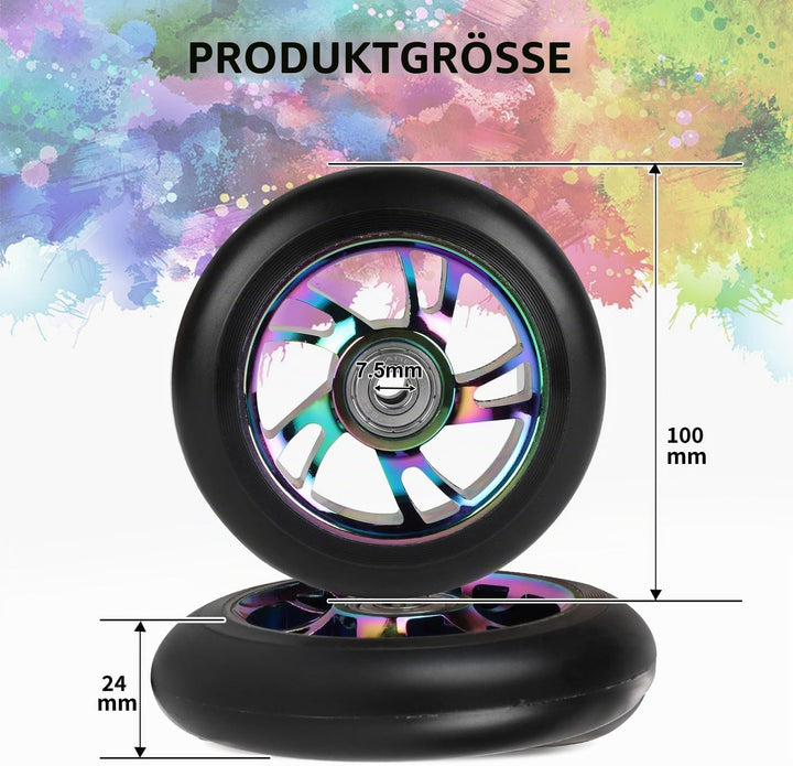 DBREAKS Stunt Scooter Ersatzräder 100mm 2 Stück mit ABEC 9 Kugellagern, Härtegrad 88A für Roller all