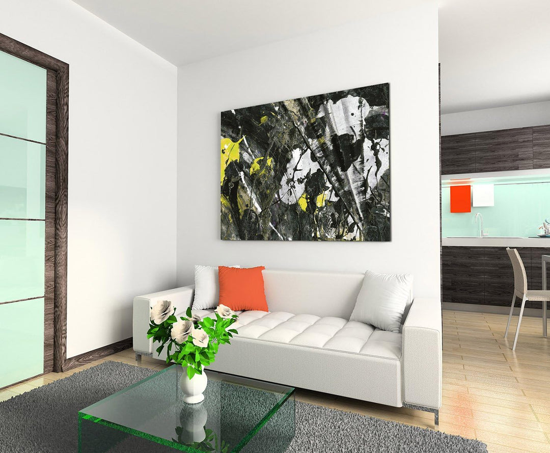 Paul Sinus Art 80x60cm Fotoleinwand Leinwanddruck Kunstdruck Wandbild schwarz grün weiss grau Grunge