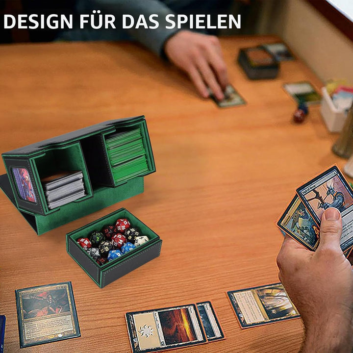 AFIING MTG Commander Kartenbox, 3-in-1 Karten-Aufbewahrungsbox für 200+ doppelt gesleevte Karten, Ma