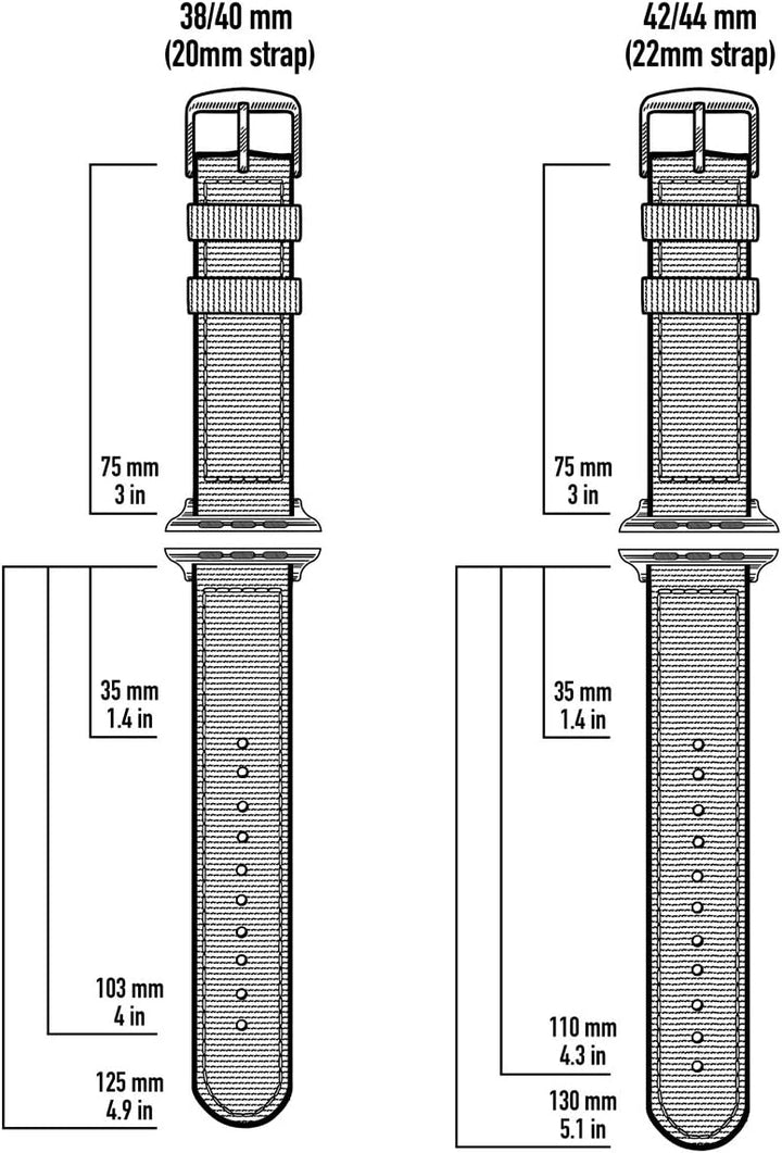 Archer Watch Straps - Canvas-Uhrenarmband für Apple Watch 38/40/41 mm Apple Watch Schiefergrau, Silb