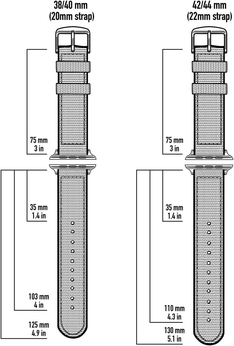 Archer Watch Straps - Canvas-Uhrenarmbänder für Apple Watch 40/41/42mm Alabaster, Silber, 40/41/42mm