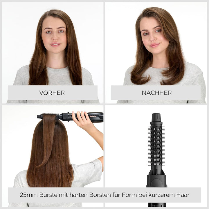 BaByliss Smooth Finish 1200 – 4‑in‑1 Warmluftbürste zum Trocknen, Formen, Glätten & Volumenstyling,