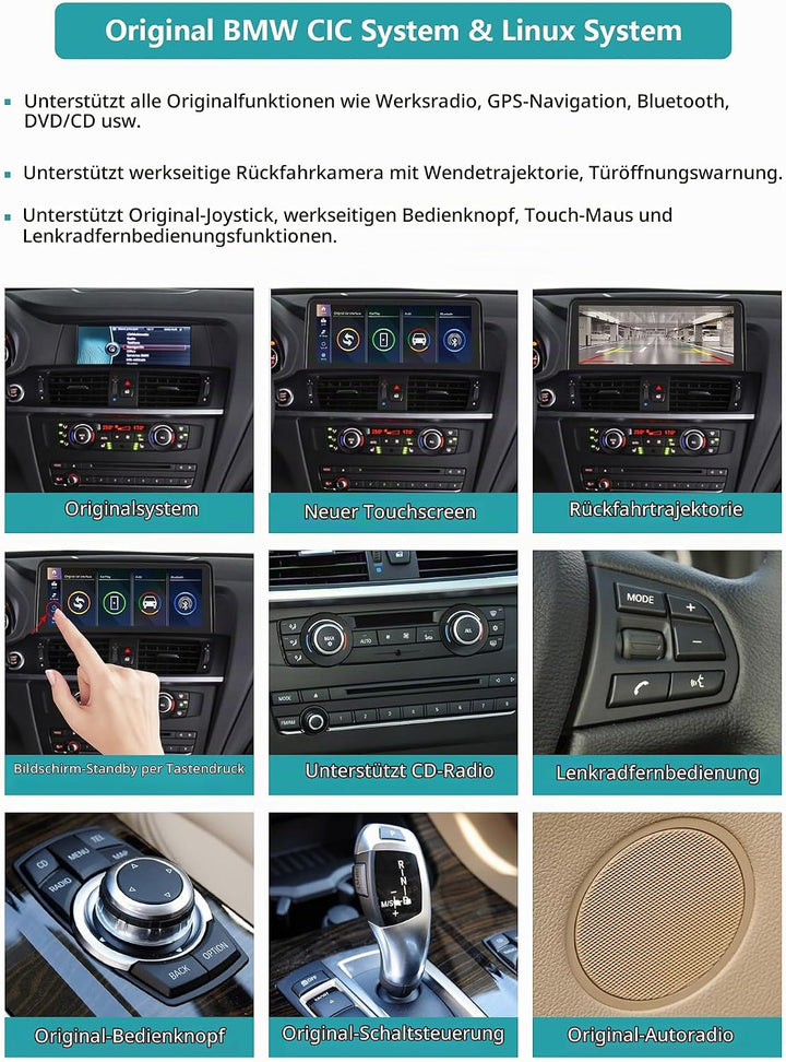 10,25 Zoll Autoradio-Touchscreen für 2011-2012 BMW X3/X4 Serie F25 F26 mit CIC-System, unterstützt A
