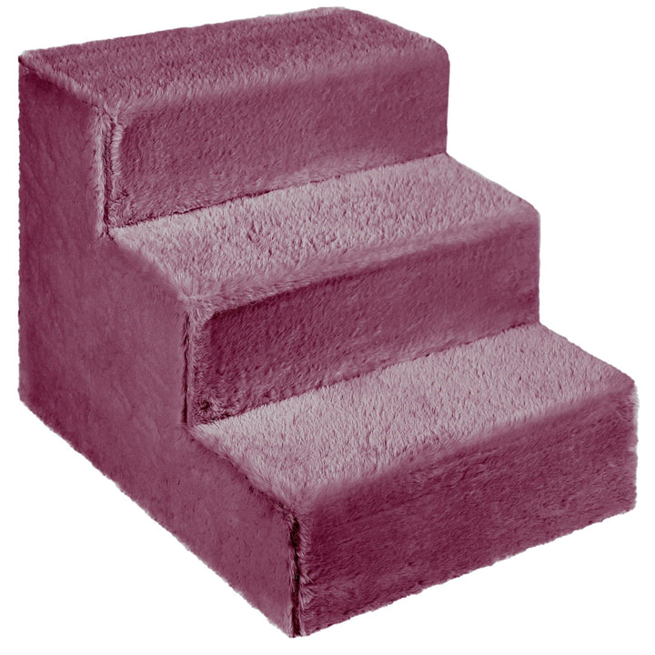 Mg Design Hundetreppe 3 Stufen in Violett – Stabiler Holzrahmen, gelenkschonend, leicht &amp; mobil, für
