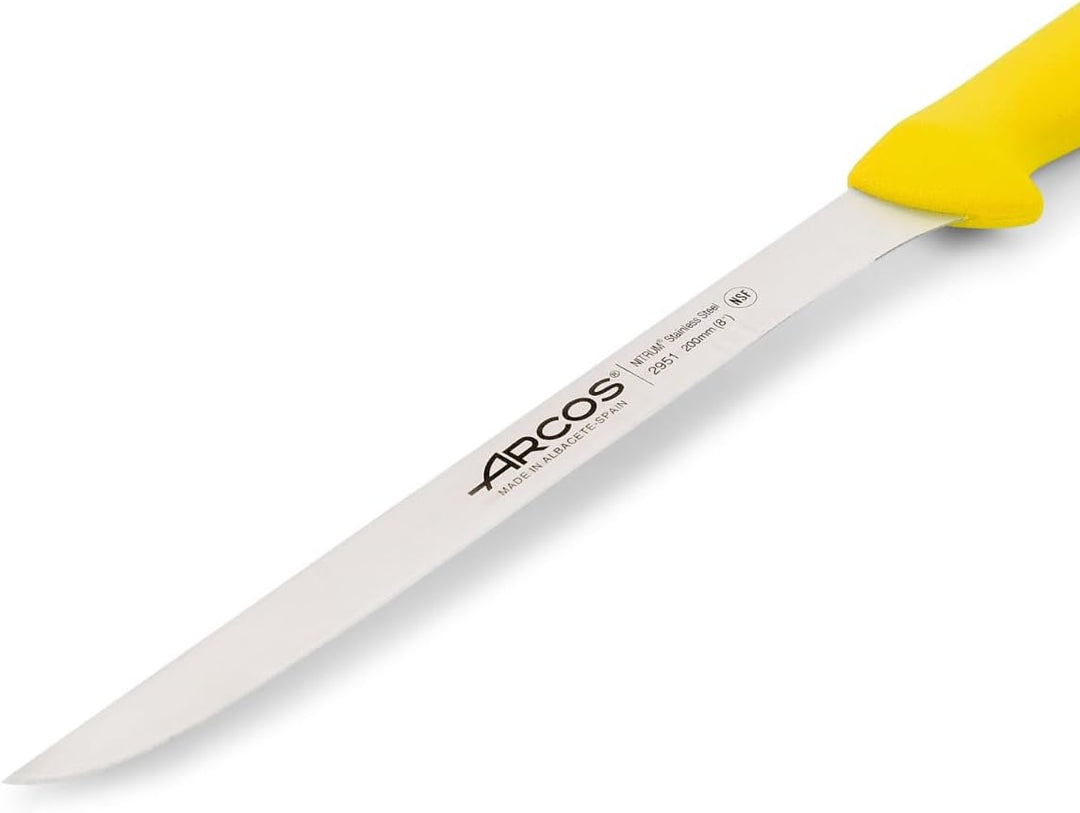 Arcos Filetiermesser mit Nitrum Edelstahlklinge 200 mm - Scharfes Messer für Fleisch und Fisch - Erg