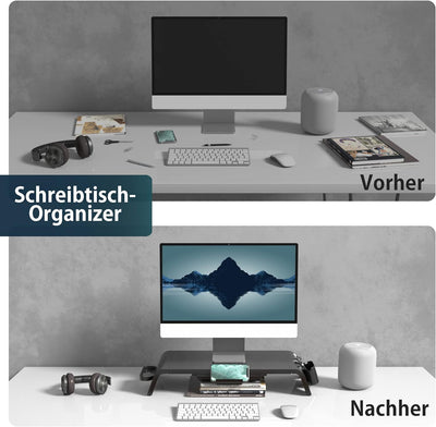 Fenge Monitorständer Bildschirmständer aus Holz für Monitor Laptop Fernseher,Monitor Stand mit Schub