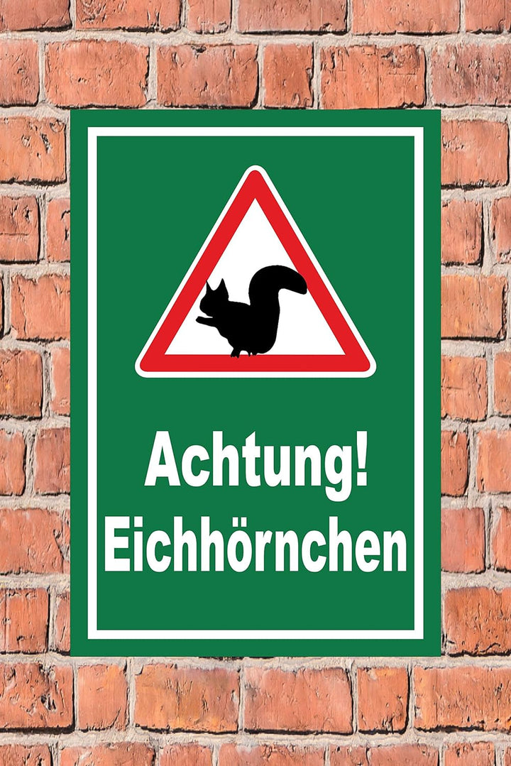 Melis Folienwerkstatt Schild Achtung Eichhörnchen - 60x40cm - Bohrlöcher - 3mm Aluverbund – 20 VAR S