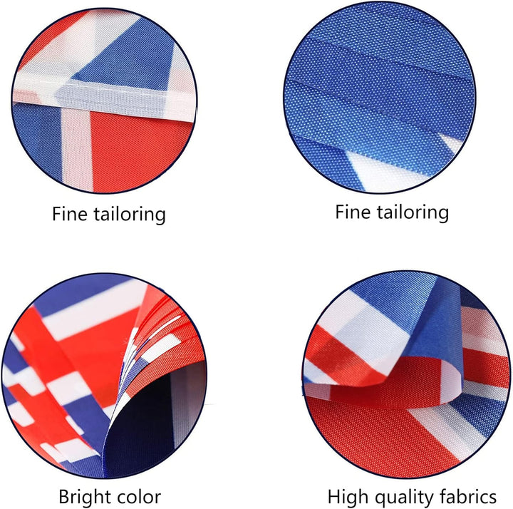 AhfuLife Union Jack Grossbritannien Wimpelkette Fahnenkette Flaggenkette, 4 Stück 30 Flaggen 14 x 21