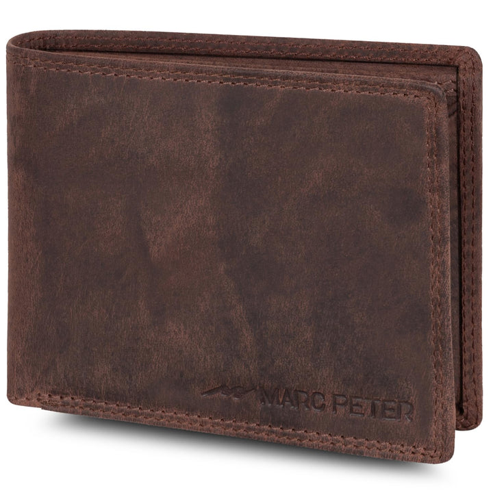 Marc Peter® Echt-Leder Geldbörse Hanover | Geldbeutel für Herren mit RFID-Schutz | Gross 10 Fächer P