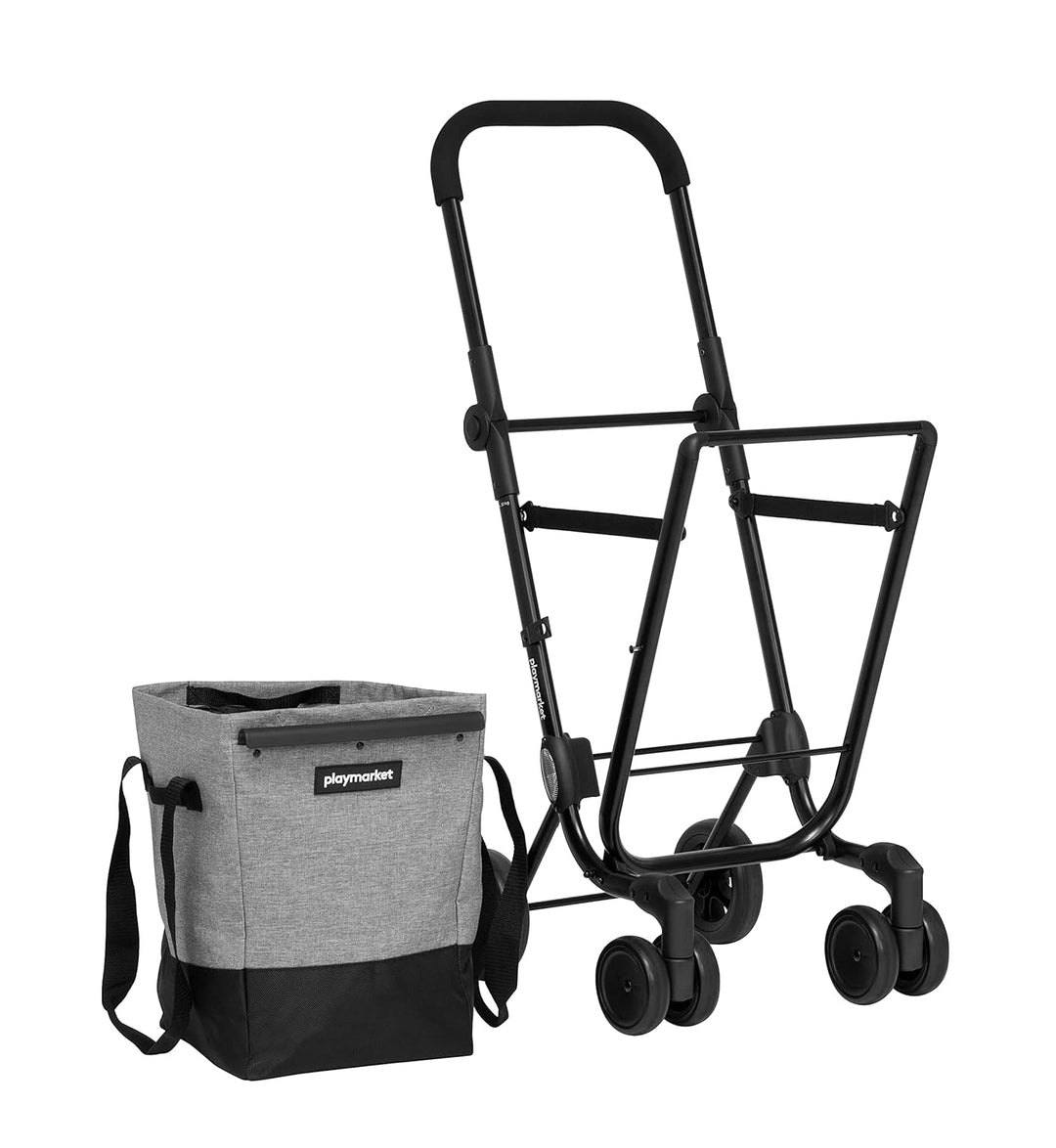 Playmarket Easy Go Einkaufstrolley, faltbar, mit Abnehmbarer Tasche (Textured) ,40 L Schwarz-grau, S