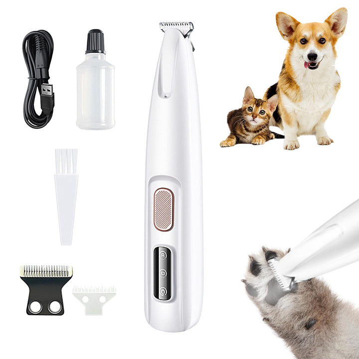 JIMACRO Pfotentrimmer für Hunde, Pfotentrimmer mit LED Licht Wasserdicht Hundeschermaschine Leise fü