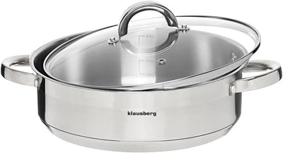 Flach Topf mit Deckel in vielen Grössen Kochtopf Töpfe Induktion Edelstahl Klausberg (3.6L)