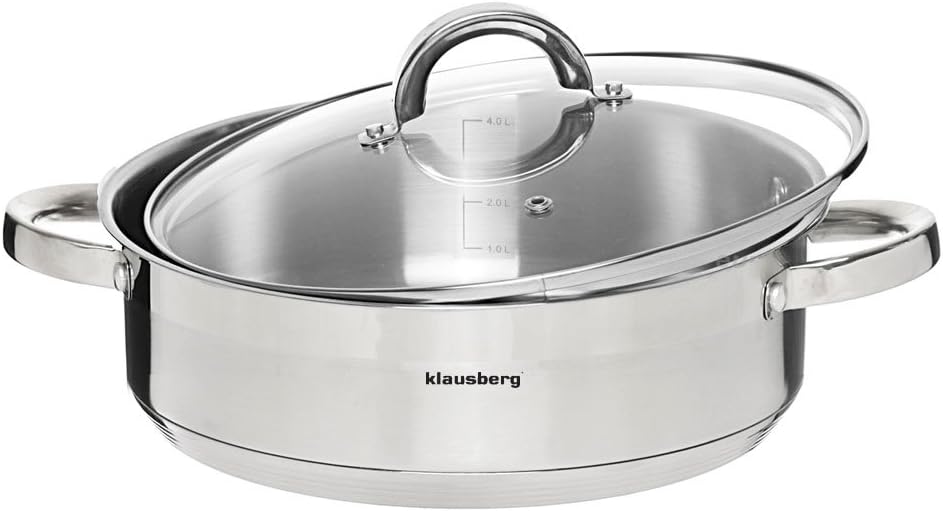 Flach Topf mit Deckel (6l, Ø28cm), 6l, Ø28cm