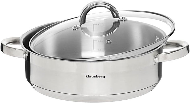 Flach Topf mit Deckel (6l, Ø28cm), 6l, Ø28cm