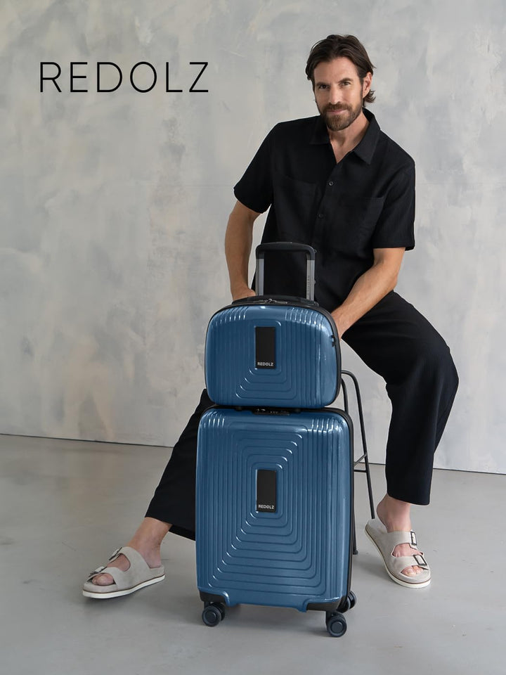 REDOLZ Hartschalen Handgepäck Kosmetik-Koffer | Stabiles Beauty-Case mit Aufsteckfunktion |34 x 17 x
