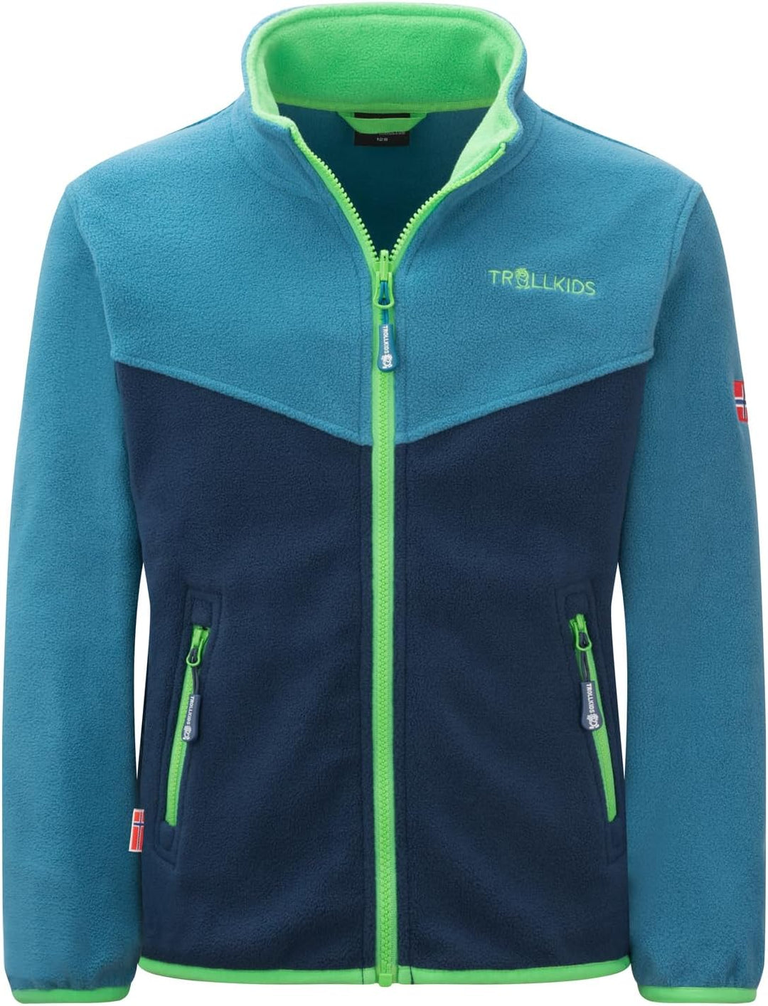 Trollkids Kinder Bryggen wasserdichte Winddichte 3in1 Jacke 92 Frischgrün/Mystik Blau/Dunkel Marine,