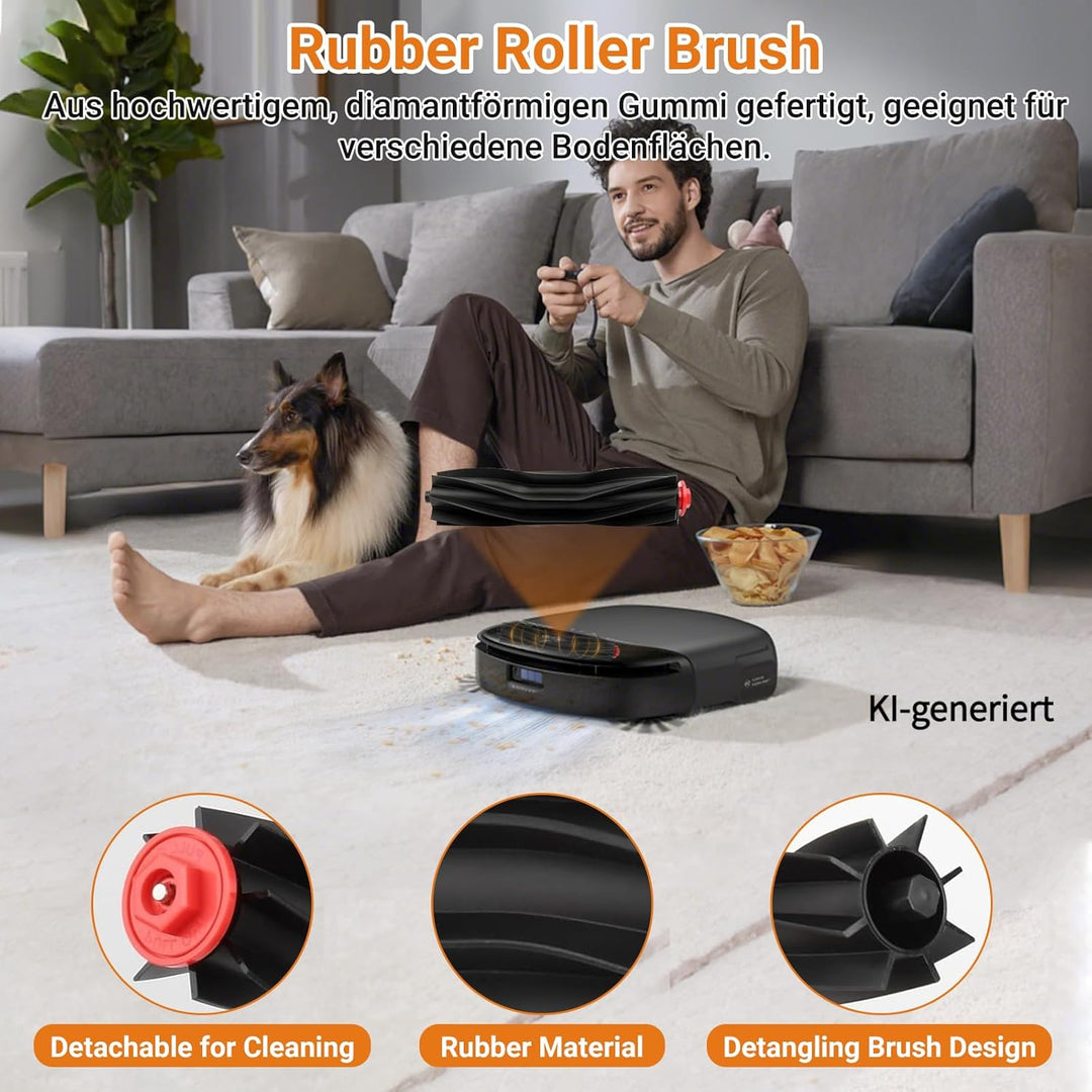 25 Stück Zubehörset für Eufy S1 Pro Saugroboter, 1 Hauptbürste, 1 Roller Wischtuchrolle, 4 Filter, 6