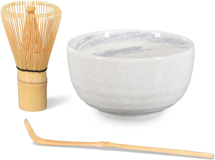 Zekaano Matcha Set - Original japanische Matcha Schale Chawan 450 ml mit Matchabesen Chasen und Bamb