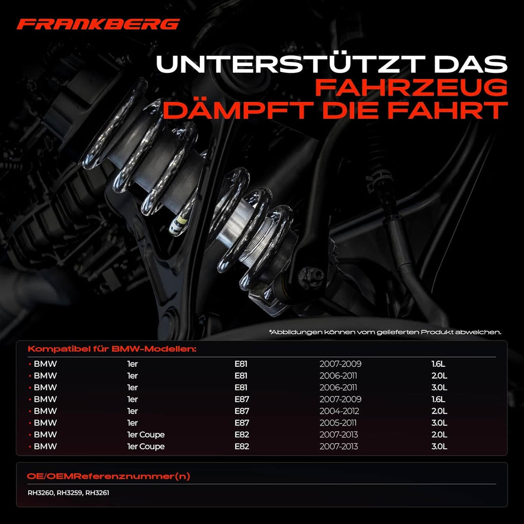 Frankberg 2x Federn Fahrwerksfeder Vorderachse Kompatibel mit 1er E81 E87 2004-2012 1er Coupe E82 20