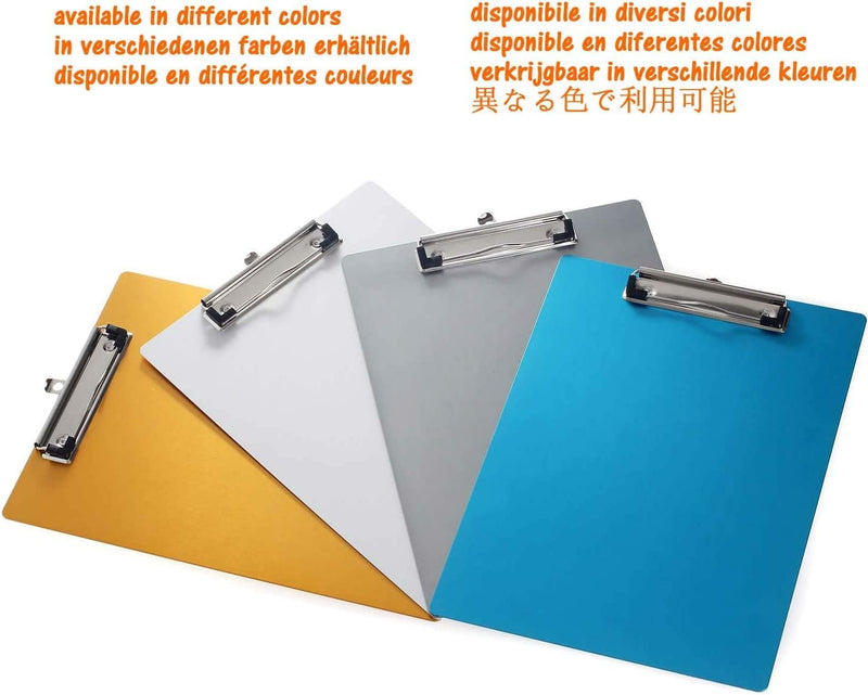 6er Alu Klemmbrett A4 mit gummierter Metalklemme, Schreibbrett DIN A4 mit Aufhängeose, Pad Halter Cl