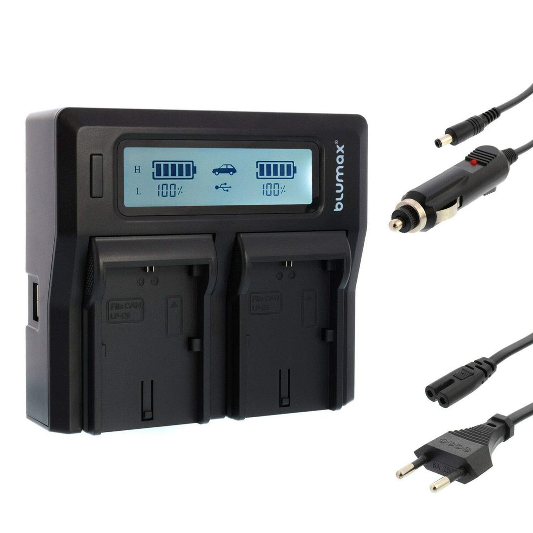 Blumax Doppelladegerät LP-E6NH LP-E6N Dual Charger | kompatibel mit Canon EOS 60D, EOS 70D, EOS 6D,