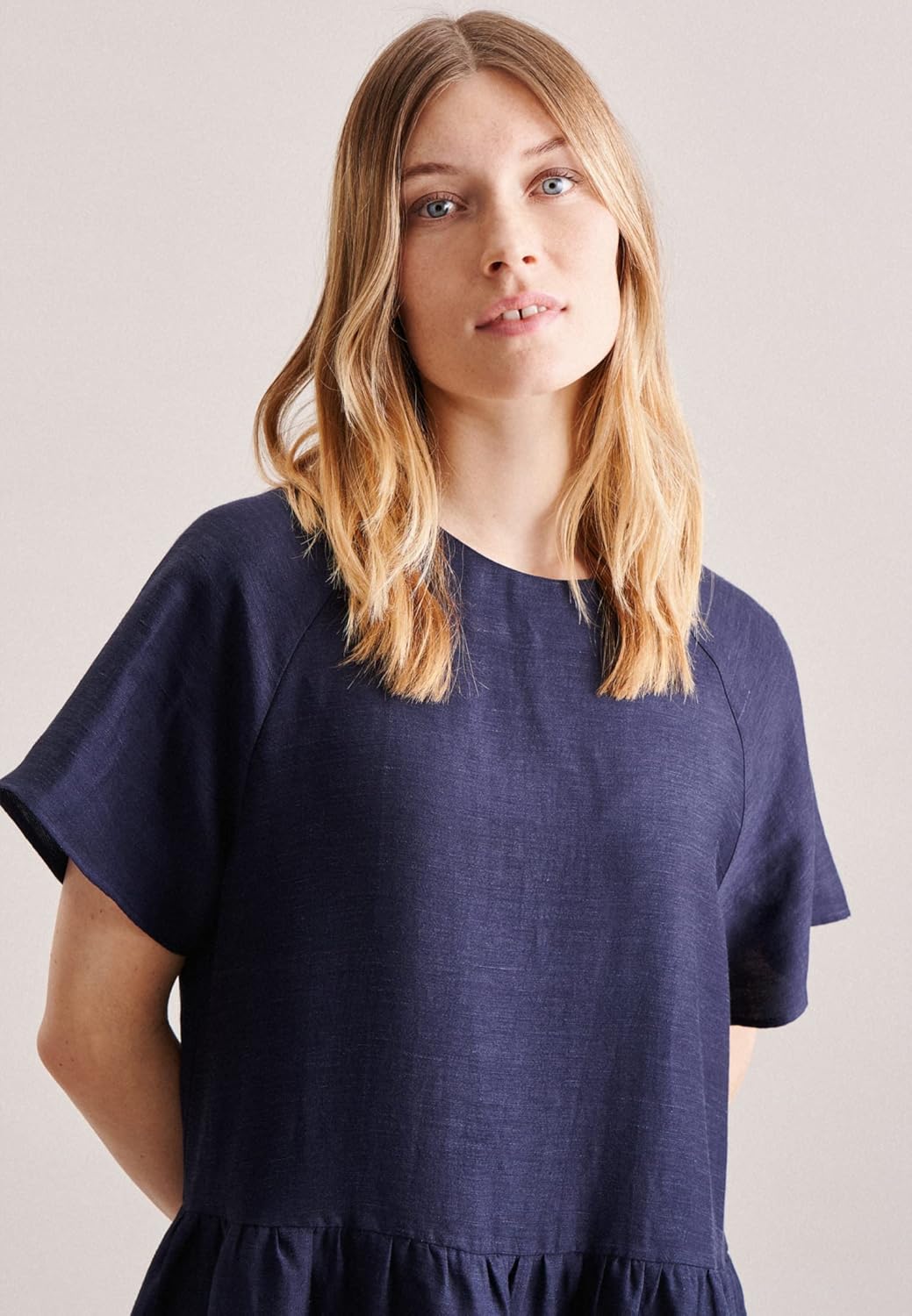 Seidensticker Damen Regular Fit Blusenkleid Kurzarm Kleid 36 Dunkelblau, 36 Dunkelblau