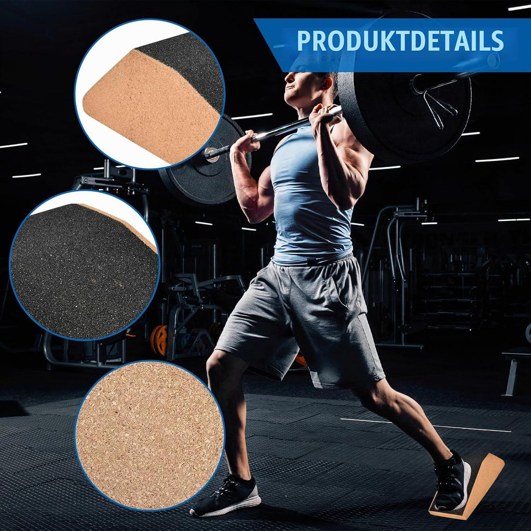 Squat Wedge Block 2 Pcs Kork-Kniebeugen-Keilblock Non Slip Professional Squat Ramp Balance Board für
