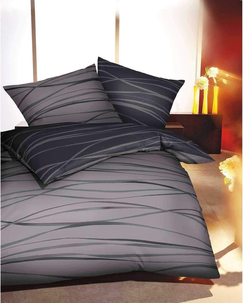 Kaeppel Wendebettwäsche Feinbiber dunkelgrau Grösse 135x200 cm (80x80 cm) Dunkelgrau 135 x 200, Dunk