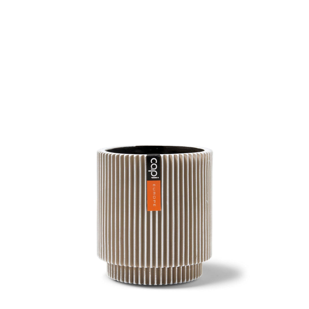 Capi Europe - Gefäss Zylinder Groove Anthracite & Ivory - 8x9 - Elfenbein - Blumentopf für drinnen -
