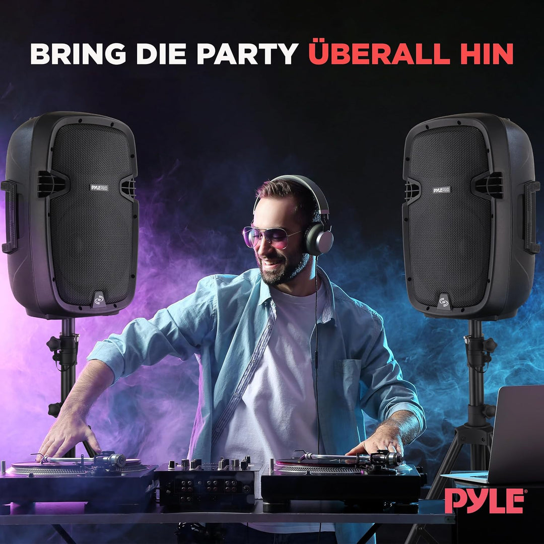 Pyle PA Anlage, 1000W- PA Anlage Komplettset, Lautsprecher mit Mikrofon, Partybox Bluetooth, DJ Laut