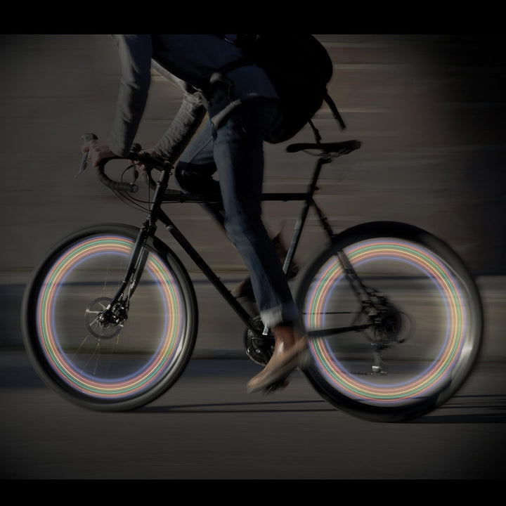 Bike Wheel Fahrradreifen LED Lichter - Set aus zwei bunten, einfach zu installierenden Luftkappenlic