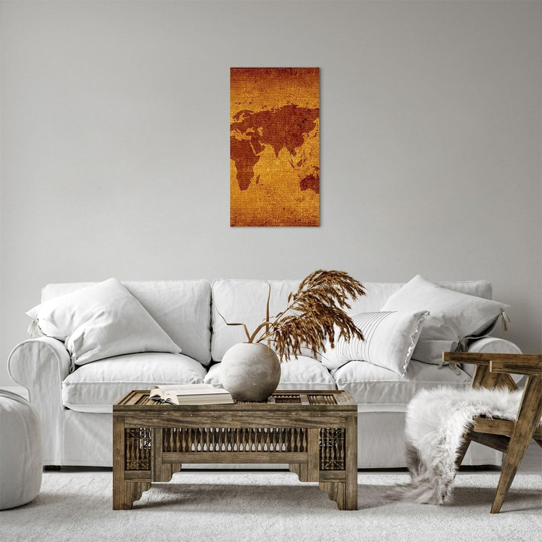 Bilder auf Leinwand Alte Karte Kontinente Reisen Welt Leinwandbild mit Rahmen 45x80cm Wandbilder Dek