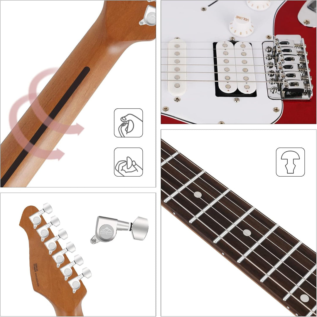 EASTROCK E Gitarre Set E Guitar 39 Zoll Elektrogitarre mit 10-W-Verstärker,Tasche, Kapodaster, Schul