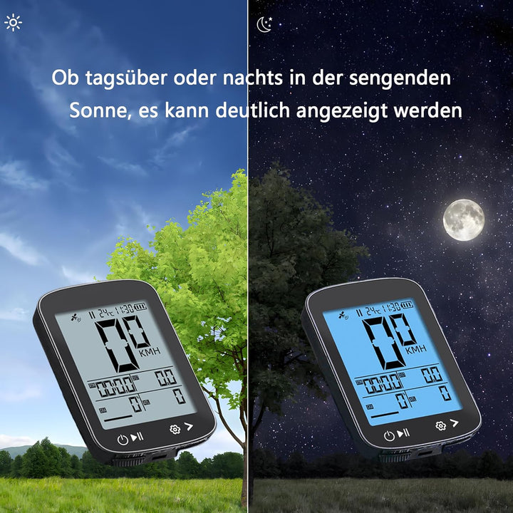 2,2/2,4 Zoll Fahrradcomputer, kabelloser Kilometerzähler, wasserdichter Multifunktions-Tachometer, g