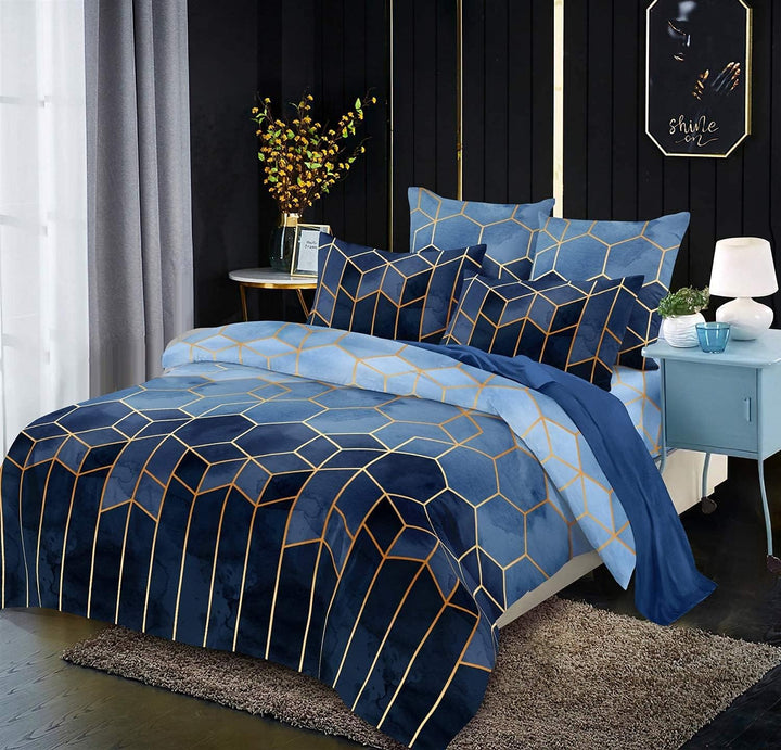 Luofanfei Gestreifte Bettwäsche 135x200 cm 4teilig Blau Geometrisch Bettbezug Set Microfaser Bettdec