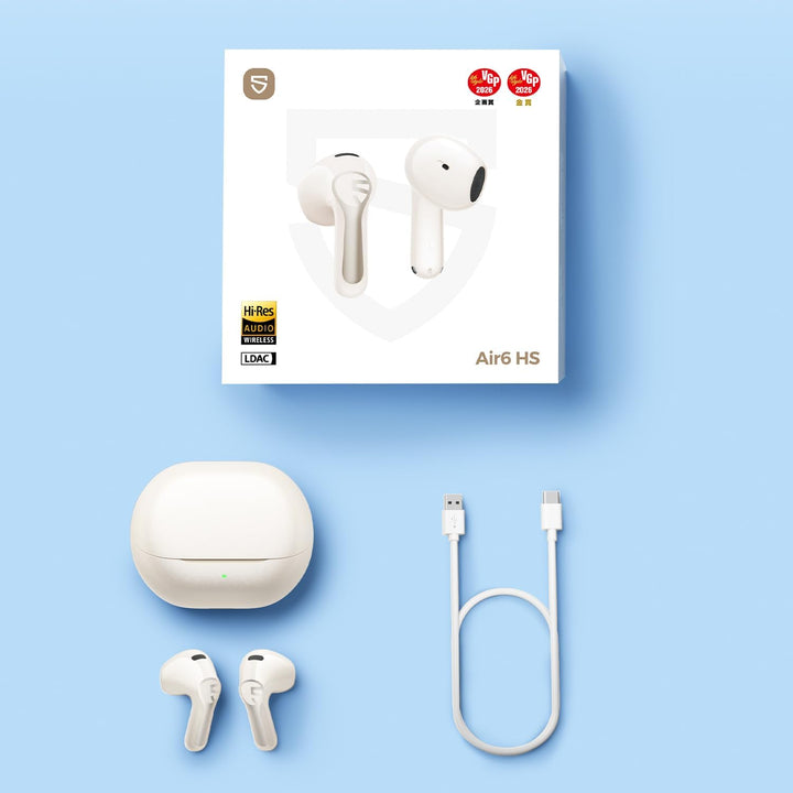 SoundPEATS Air6 HS Semi-in-Ear Bluetooth Kopfhörer, Beige | 13mm Dreimagnet-Treiber, LDAC+Hi-Res, 45