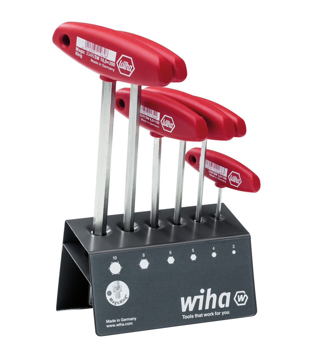 Wiha Stiftschlüssel mit Quergriff Set Sechskant Klemmringfunktion MagicRing® für das Halten von Schr