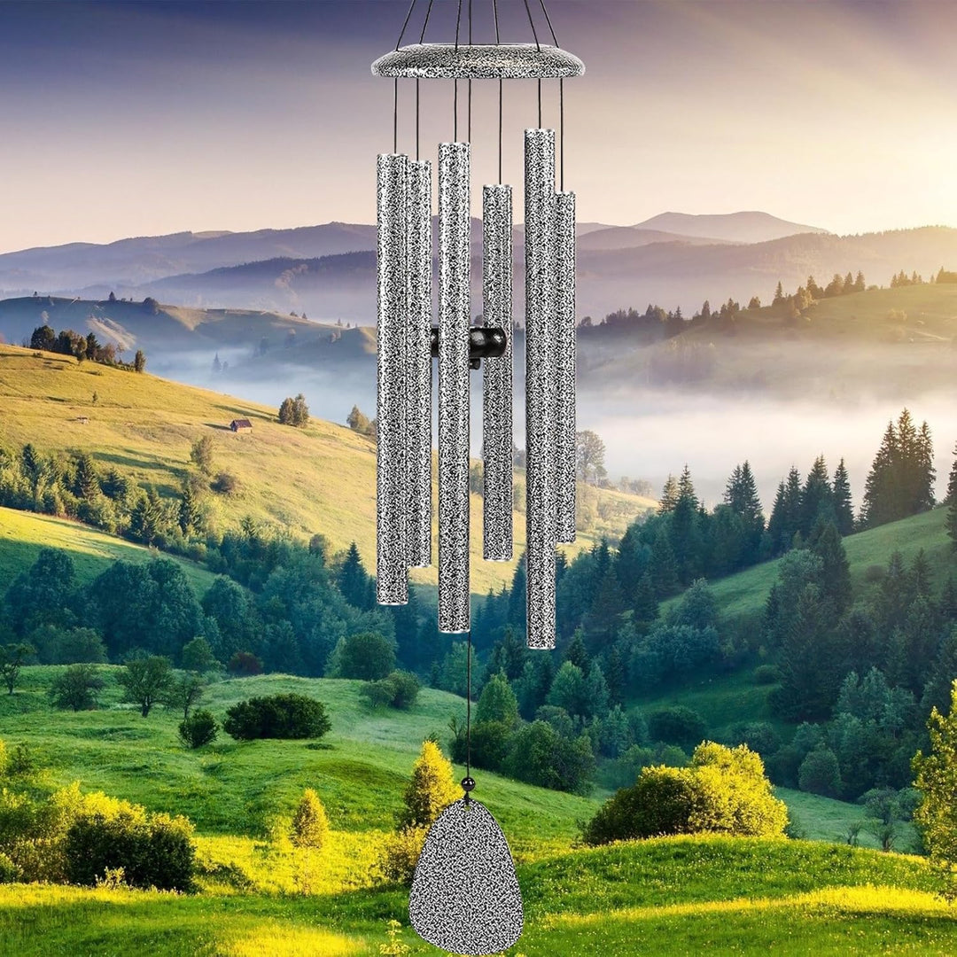 Windspiel für draussen, 6-Röhren-Klangspiel für Garten, Balkon und Terrasse, Hängende Gartendekorati
