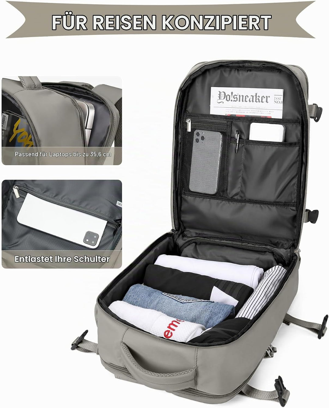 SZLX Vakuum Rucksack mit pumpe Ryanair Handgepäck 40x30x20 Damen Wizzair Handgepäck 40x30x20 Vakuum