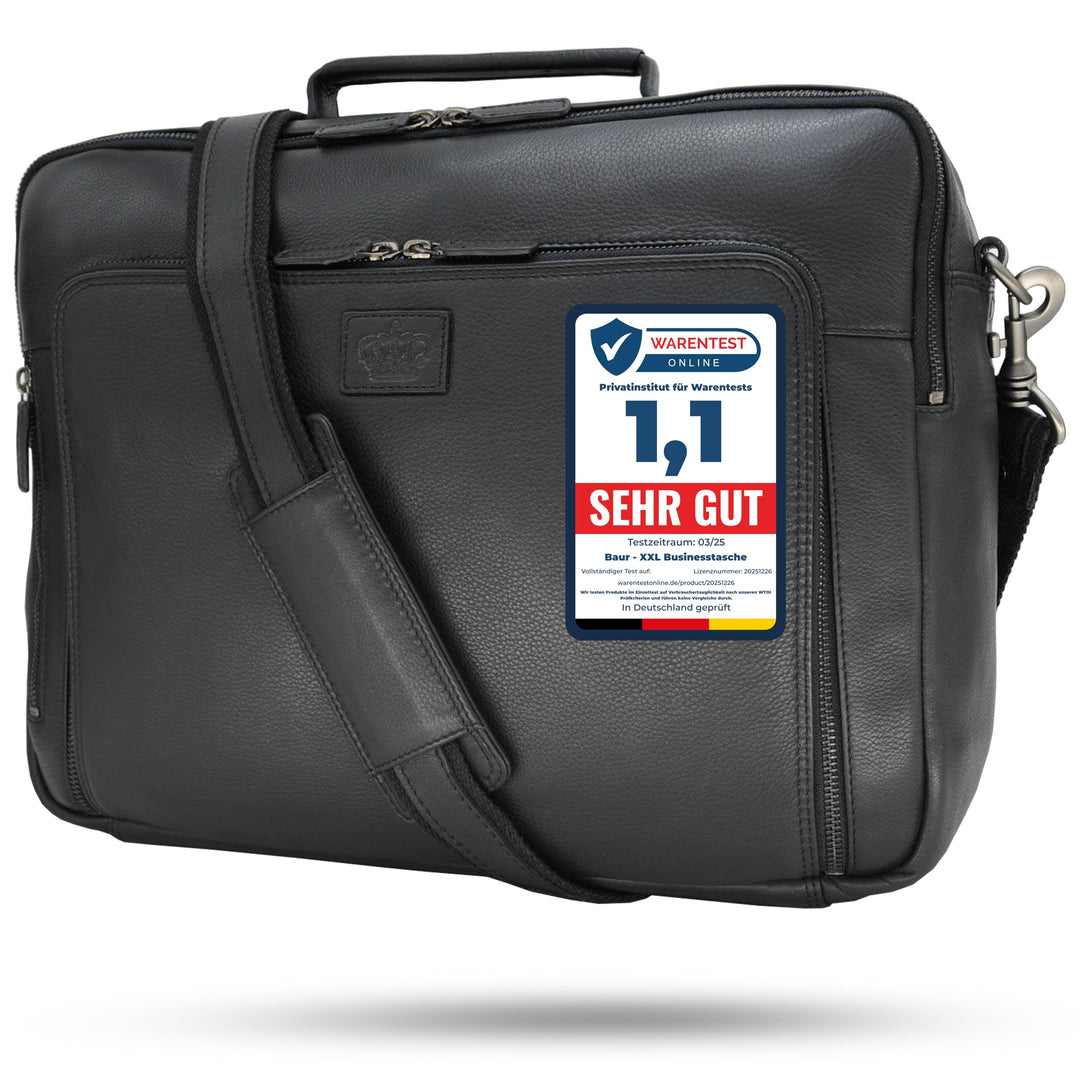 Baur XXL Tasche Echtes Leder | Laptoptasche bis 16 Zoll | Handgefertigte Businesstasche | Aktentasch